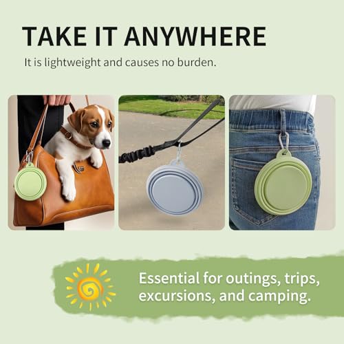Collapsible Dog Bowls 2-Pack, Portable Travel Dog Bowl with Carabiner, Food-Grade Silicone Pet Bowl for Hiking, Walking (Macaron Blue and Green) - color: 12 OZ Macaron Blue and Green