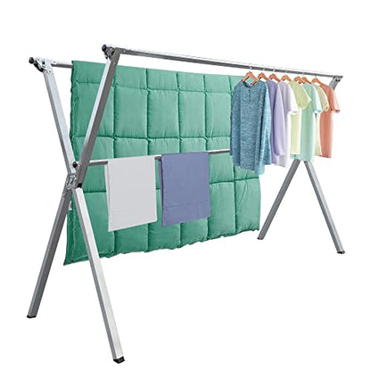 Clothes Drying Racks Outdoor, Updated Version,Stainless Steel Laundry Drying Rack for Indoor Outdoor and The Balcony,Length Adjustable Saves Space,with Windproof Hooks - size: 81.55 inches