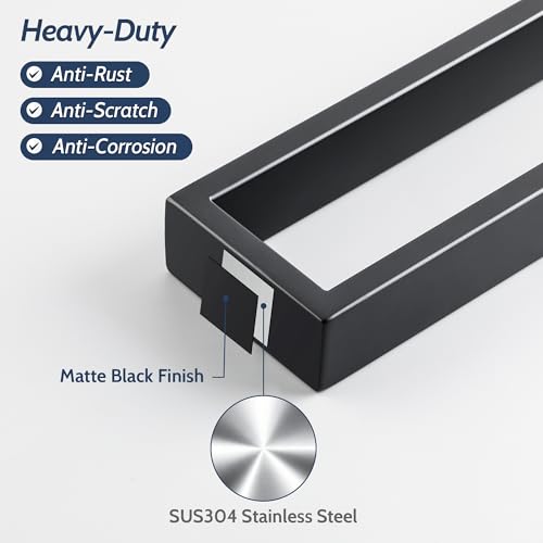 Sayayo Matte Black Towel Bar for Bathroom, 27.5 Inch Hand Towel Holder Wall Mount Square Towel Ring SUS304 Stainless Steel Towel Rack - color: Black, size: 27.5 INCH