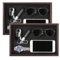 Wooden Valet Tray with Leather Base - Nightstand Catchall Organizer for Cologne, Perfume, Keys, Wallet, Phone, Watch, Jewelry & Sunglasses (2Pcs Black) - color: 2Pcs Black