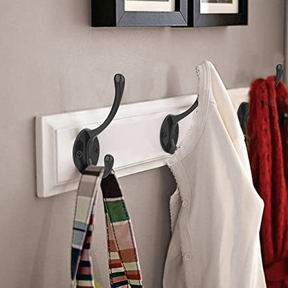 Heavy-Duty Metal Coat Hooks for Wall, 10-Pack Black Wall Mounted Hooks with 20 Screws, Double Robe Hooks for Coat, Hat, Robe, Towel, Entryway, Bathroom, Kitchen - color: 10PCS Black Long Hooks
