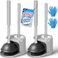 FORASTO 2Pack 2 in 1 Toilet Brush and Plunger Set, Extended Handle Plunger，Toilet Bowl Brush Plunger Set,Bathroom Cleaning Tools ，Toilet Brush Plunger Combo，Cleaning Brush，Cleaning Supplies（Dark Grey） - color: Dark Grey