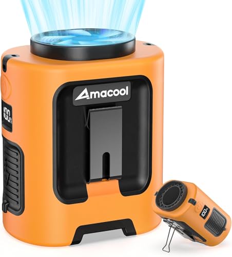 AMACOOL Mini Portable Waist Fan Clip on, Gifts for Father Him Men Dad Husband, 13000RPM Rapid-Cooling Personal Neck Fans, Wearable Shirt Belt Fan for Women Men Outdoor Work Jobsite Travel Camping - color: ORANGE