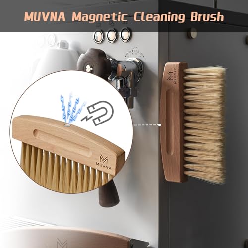 Small Coffee Brush and Dustpan Set - Magnetic Hand Solid Wood Soft Bristles, Barista Cleaning Tool for Espresso Machine, Coffee Grinder, Home Kitchen Countertop, Silver - color: White, size: Upgraded