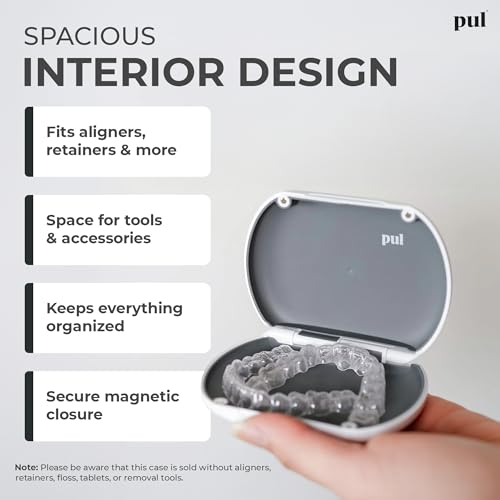 PUL Retainer Case for Invisalign & Clear Aligners - Slim Clear Aligner Case with Secure Magnetic Closure - Travel Retainer Holder for Invisalign Accessories, Mouth Guards & Dentures - Blue - color: Blue