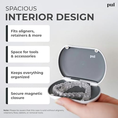 PUL Retainer Case for Invisalign & Clear Aligners - Slim Clear Aligner Case with Secure Magnetic Closure - Travel Retainer Holder for Invisalign Accessories, Mouth Guards & Dentures - Blue - color: Blue