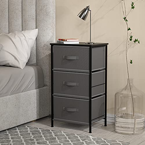 Simple Houseware 3 Drawer Nightstand Dresser with Wood Top, Dark Grey - color: Dark Grey, size: 3 Drawers
