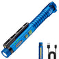EDC Flashlight Rechargeable,800 Lumen Small Flashlight with Magnetic Clip & Base, 11 Modes LED Flashlight,Glass Breaker&Bottle Opener, USB-C Flashlight for Working,Home and Emergency - color: Blue