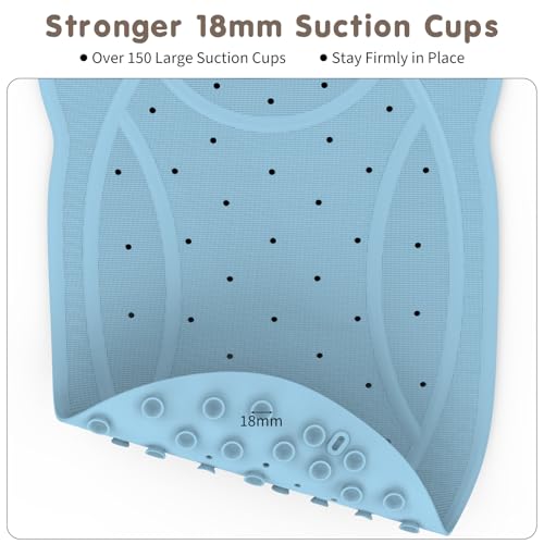 Upgraded Bathtub Mat Non Slip, Kids Bath Mat 30"x 18", Bath Mat for Tub Non Slip with Strong Suction and Textured Surface, Natural Rubber Latex Free PVC Free Safe for Baby, Frog Pattern, Blue - color: Blue