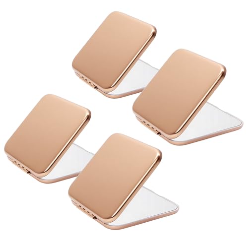 Compact Mirror Bulk, Metal Square Shell, Double-Sided 1X/2X Magnifying, Small Pocket Mirror, Portable Travel Mirror for Purse, Rose Glod, 4 Packs - color: Rose Gold