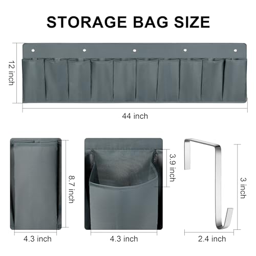 2 Pack RV Hanging Shoe Organizer, 10 Pockets Storage With Sturdy Hooks, Bed Organizer for Shoes, Toys and Tool Accessories, Grey