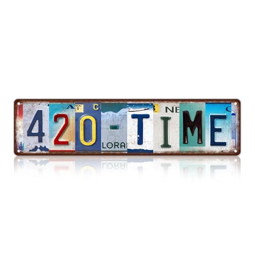 Vintage 420 Time Metal Tin Signs Street Signs | Man Cave Wall Decor 16 x 4 Inches - color: 420 Time