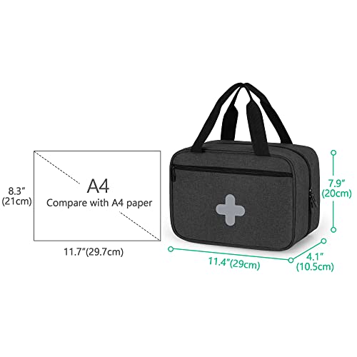CURMIO Small First Aid Bag, Empty Emergency Trauma Kit Organizer Bag for Hiking, Camping, Car, Travel, Home and Outdoor, Black, BAG ONLY, Patent Pending - color: Black