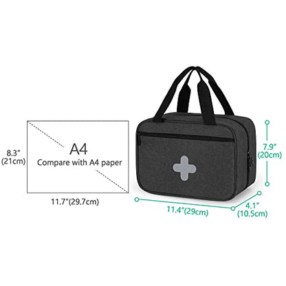 CURMIO Small First Aid Bag, Empty Emergency Trauma Kit Organizer Bag for Hiking, Camping, Car, Travel, Home and Outdoor, Black, BAG ONLY, Patent Pending - color: Black