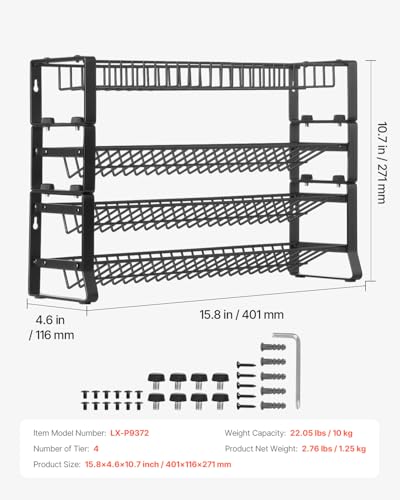 VEVOR Detachable Spice Rack Organizer for Cabinet, 4 Tie Stackable Seasoning Organizer, Spice Jars Kitchen Storage for Countertop Kitchen Pantry Cupboard, 15.8x10.7 in - size: 15.8x10.7 in