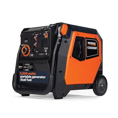 Generac 5,200-Watt Dual-Fuel Portable Inverter Generator - Gas and Propane Compatible - Quiet Operation - Produces Clean, Stable Power - Great for Home Backup, Camping, and RV Use - style: 5200-Watt Inverter - Electric Start + COsense - 49 ST