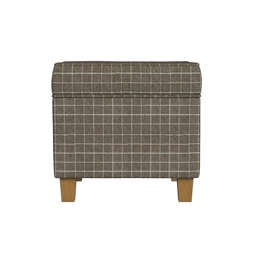 HomePop 18" Classic Square Storage Ottoman - Brown Windowpane - color: Brown Window Pane Fabric