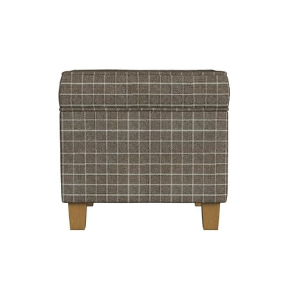 HomePop 18" Classic Square Storage Ottoman - Brown Windowpane - color: Brown Window Pane Fabric