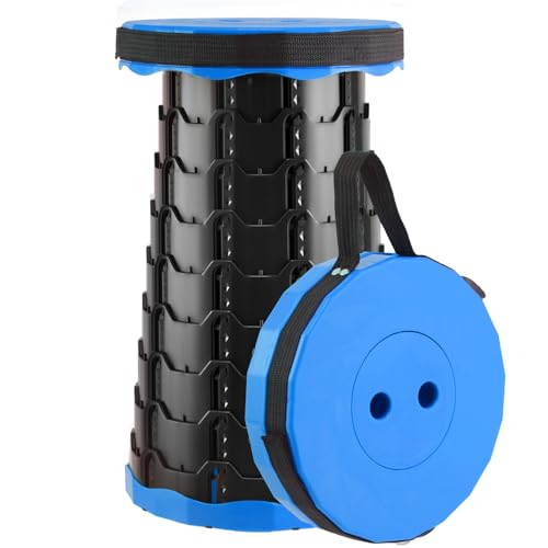 Doseno Upgraded Foldable Stool Thickened, Portable Collapsible Stool Retractable Stool for Fishing, Hiking Tours, BBQ, Parties, Outdoor Activities (Blue, 1pack) - color: Blue, size: 1pack