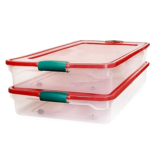 HOMZ Plastic Storage Underbed Tote Box, Twin/King, with Lid, Latching Handles, 60 Quart, Clear, Stackable, 4-Pack - color: Clear, size: 60 Quart