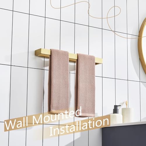 KOKOSIRI Towel Bar Brushed Gold Bath Towel Holder 16 Inch Kitchen Towel Hanger Rack Stainless Steel Bathroom Hardware Wall Mounted, 1 Pack B4008BG-L16 - color: Brushed Gold, size: 16-Inch
