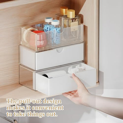 3 Tier Medicine Cabinet Organizer and Storage,Stackable Bathroom Medicine Organizer with Removable Dividers, Plastic Vanity Storage,White - size: 3 Tier White
