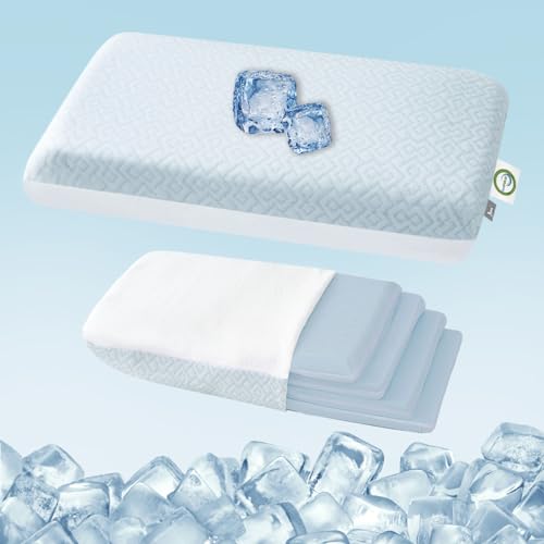 LOFE® Adjustable Memory Foam Pillow, Cervical Pillow for Neck Pain Relief | 4 Height from 1.2 to 4.8in, CertiPUR-US Neck Support Pillow for Side Sleepers, Back/Stomach Sleepers, Removable Cooling Cover - color: White, size: Standard: 23.6''×14.2''