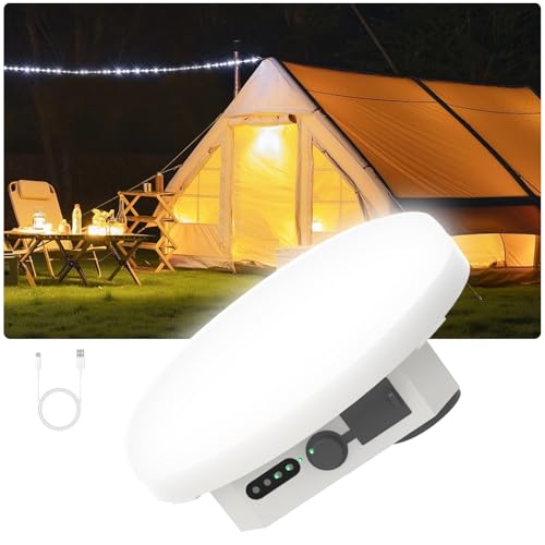 Tent Light – 4 Lighting Modes, 24-Hour Runtime, IPX5 Waterproof, Drop-Resistant,Super Bright Rechargeable LED Camping Lantern with Magnetic Base & Foldable Hook for Glamping & Outdoor Use - size: 30-White