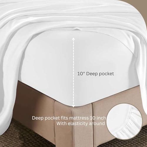 Luxury 4 Piece Rv King Sheet Set, Ultra Soft Microfiber Sheets with Deep Pockets, Fits Mattresses up to 15 Inches, 72" x 80", White Solid