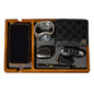 Shinpuru Wooden Valet Tray for Men, Nightstand Organizer with Leather Inlay, EDC Essentials Catchall Tray for Keys, Phone, Wallet, Watch, Earbuds - Bedside Desk Entryway Tray (Wood-Phone) - color: Brown-Ph