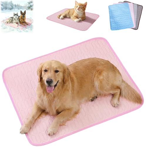 HISKI Dog Cooling Mat, Cool Gel Mat with Long-Lasting Cool, Waterproof Fabric Portable Cooling Pad for Pets, Summer Dog Cooling Mat, Portable and Easy to Clean (Color A, Medium) - color: Color A, size: Medium