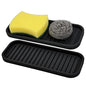 Silicone Sponge Holder Kitchen Sink Organizer Tray Dish Caddy Soap Dispenser, Scrubber Spoon Holder,Dishwashing Accessories 2 Pack (Black) - color: Black