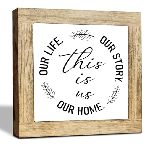 JXZOLQ This is Us Wooden Wall Decor, Family Plaques Inspiration Sign, Farmhouse Entryway Rustic Plaques Art with Quotes, Family Sign, Box Wood Desk Decoration, Home Decor for Shelf - color: Décor 7