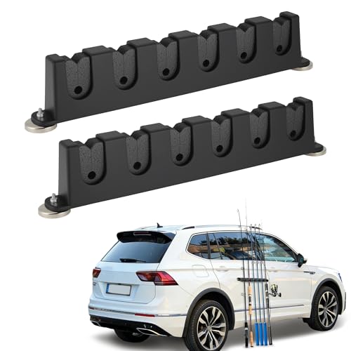 2X Magnetic Fishing Rod Holder, Magnetic Fishing Pole Storage Rack for Car Boat Truck Pickup Bed Wall Garage Door, W/ EVA Foam, Horizontally