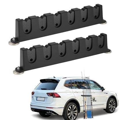 2X Magnetic Fishing Rod Holder, Magnetic Fishing Pole Storage Rack for Car Boat Truck Pickup Bed Wall Garage Door, W/ EVA Foam, Horizontally