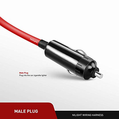 Nilight Cigarette Lighter Extension Cord Cable Heavy Duty 6ft 12V/24V Car Charger with Cigarette Lighter Plug Cigarette Lighter Socket,2 Years Warranty - color: 6ft Cigarette Lighter Red