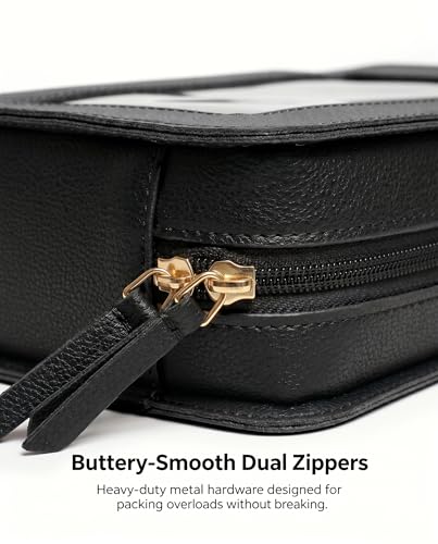LETGO Clear Makeup Bags, TSA Approved Toiletry Bag with Zipper, Clear Makeup Organizer Fit Carry-on Travel Essentials,Car Essentials for Women Men (C-Black) - color: C-Black