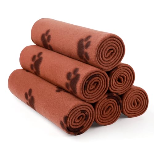 LINENLUX Cute Dog Blanket for Small Medium Dogs 6-Pack Soft Stretchy Fleece Blankets for Pet Cat Puppy Warm Wrinkle-Resistant Throw for Couch Bed Outdoor Coffee 40x31 inch (Pack of 6) - color: Coffee, size: 40x31 inch (Pack of 6)