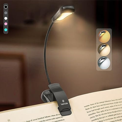 Vekkia/LuminoLite Rechargeable Book Light, Reading Lights for Books in Bed, 3 Colortemperature × 3 Brightness, Up to 70 Hours Lighting, Great for Readers, Travel (Black) - color: Black