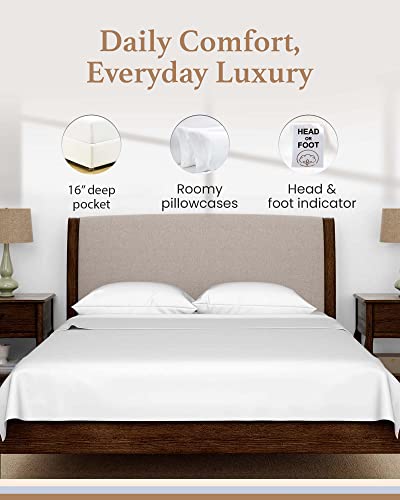 Good Sleep Bedding 600TC Luxurious White RV King Sheets, 72x80, 100% Egyptian Cotton, 4-Piece Set, Ultra Soft, 16" Deep Pocket - color: White, size: RV King (72 x 80)