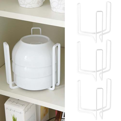 Dinnerware Bowl Plate Holder Fit for 6.5 Inches Diameters Bowl, Metal Bowl Storage Dying Display Rack for Kitchen Drawer, Countertop, Cabinet, Shelf, Cupboard (White, Small 4PCS) - color: White, size: Small 4PCS