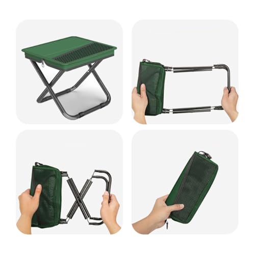 2-in-1 Collapsible Camping Stool & Sling Bag / 220LB Load Capacity Folding Portable Fishing Stool/Collapsible Stool for Camping, Hiking, Fishing, Gardening & Beach Outdoor Activities - color: Green, size: Large