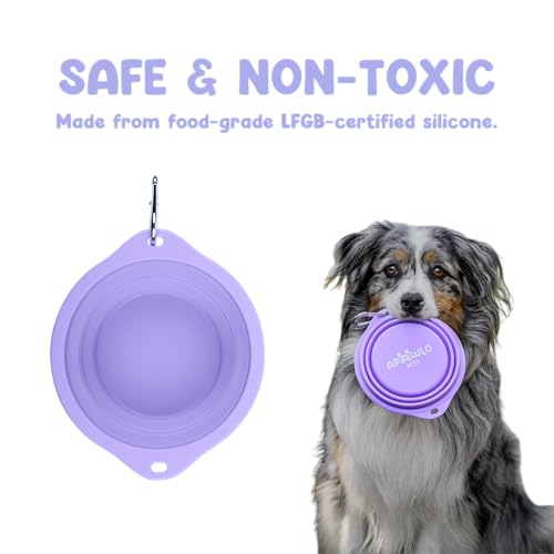 Collapsible Dog Bowl - 800ml/27 oz Portable Silicone Travel Water Bowl for Dogs with Carabiner | Foldable, Dishwasher Safe | Hiking, Camping Dog Essentials & Outdoor Pet Feeding - Purple - color: Purple