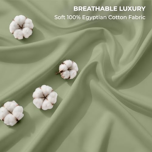 SGI bedding 100% Egyptian Cotton Sheets King Size – 600 Thread Count Sheets Set Soft, Cooling, 15" Deep Pocket, Luxury Hotel Bedding, Breathable, Durable - Moss - color: 11 - Moss, size: King