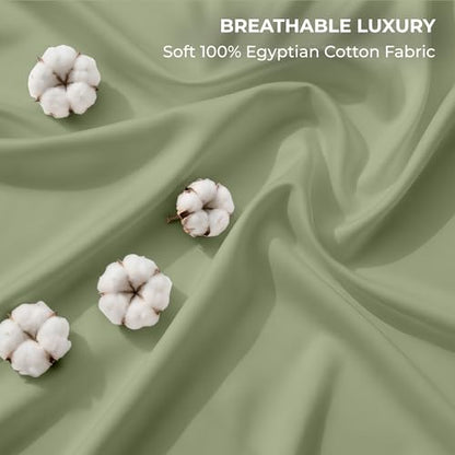 SGI bedding 100% Egyptian Cotton Sheets King Size – 600 Thread Count Sheets Set Soft, Cooling, 15" Deep Pocket, Luxury Hotel Bedding, Breathable, Durable - Moss - color: 11 - Moss, size: King