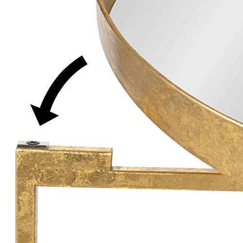 Kate and Laurel Celia Metal Foldable Round Accent Table, 18.25" x 18.25" x 22", Glass Surface and Gold Frame, Modern Minimalist Design and Detachable Magnetic Tabletop - color: Gold/Mirror