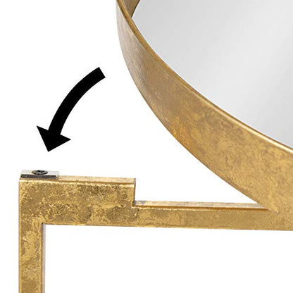 Kate and Laurel Celia Metal Foldable Round Accent Table, 18.25" x 18.25" x 22", Glass Surface and Gold Frame, Modern Minimalist Design and Detachable Magnetic Tabletop - color: Gold/Mirror