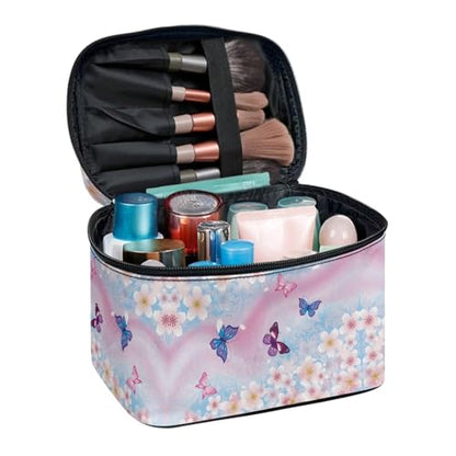 Flashideas Cherry Blossom Make Up Bag Zipper Makeup Organizer Large Capacity Travel Toiletry Bag Easy to Take Can Hold Makeup Brushes Skincare for Cosmetics Vertical Storage - color: Cherry Blossom 1
