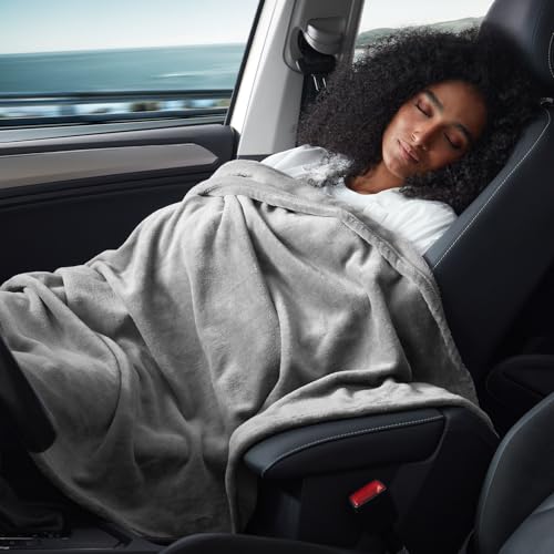 Three Geese 2-in-1 Travel Blanket Blanket and Pillows, Soft Flannel Airplane Throw with Hand Luggage Belt, 65x40inches, Portable Compact Design with Bag, Ideal for Travel Comfort