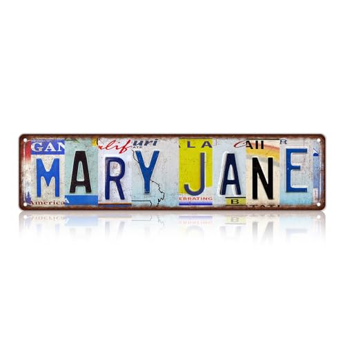 Vintage Mary Jane Metal Tin Signs Street Signs | Women Cave Wall Decor 16 x 4 Inches - color: Mary Jane